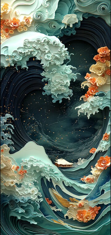 深海波浪纸雕3