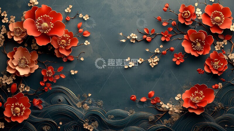 高清大图下载【趣麦麦图】金饰绿底图案