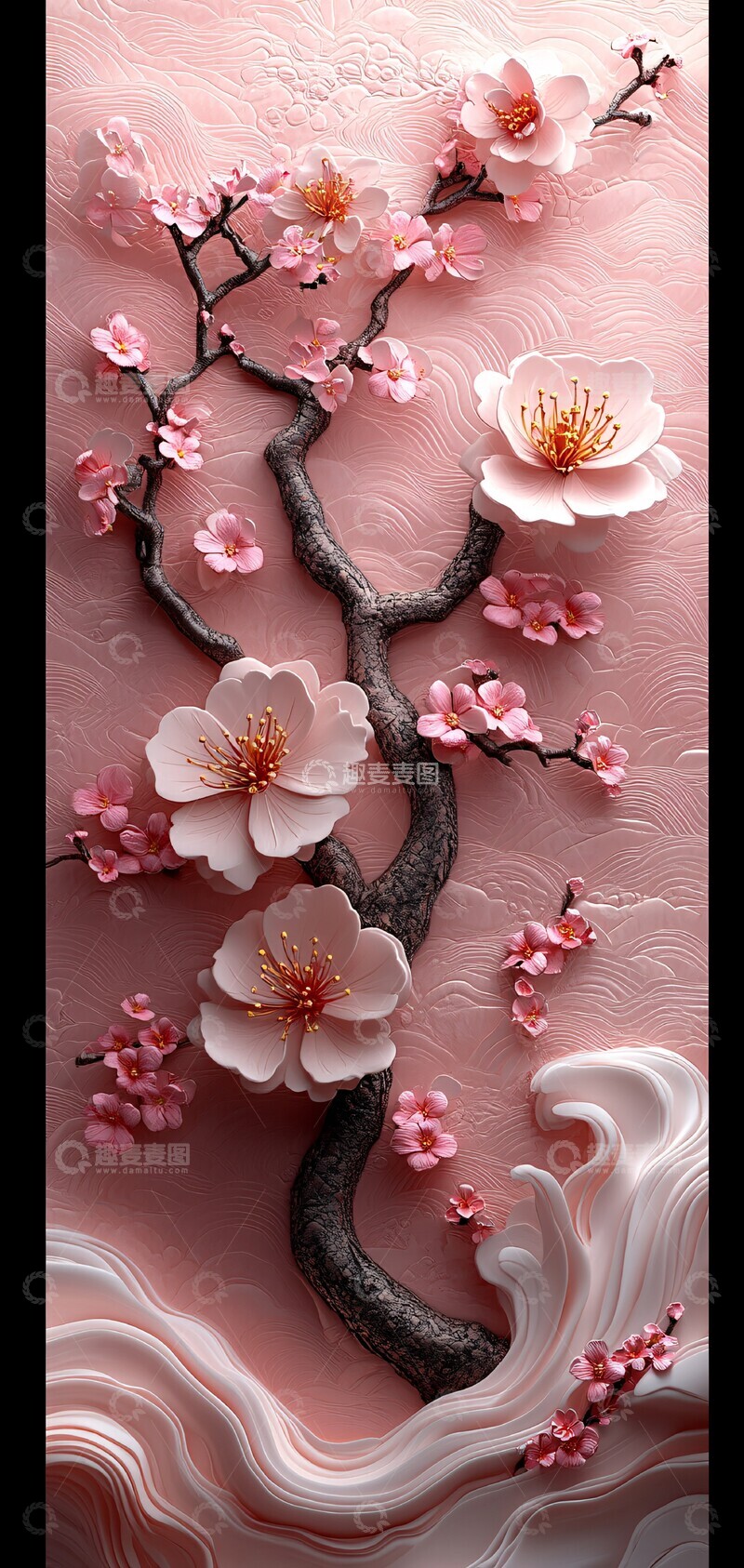 高清大图下载【趣麦麦图】樱花波浪纸艺9