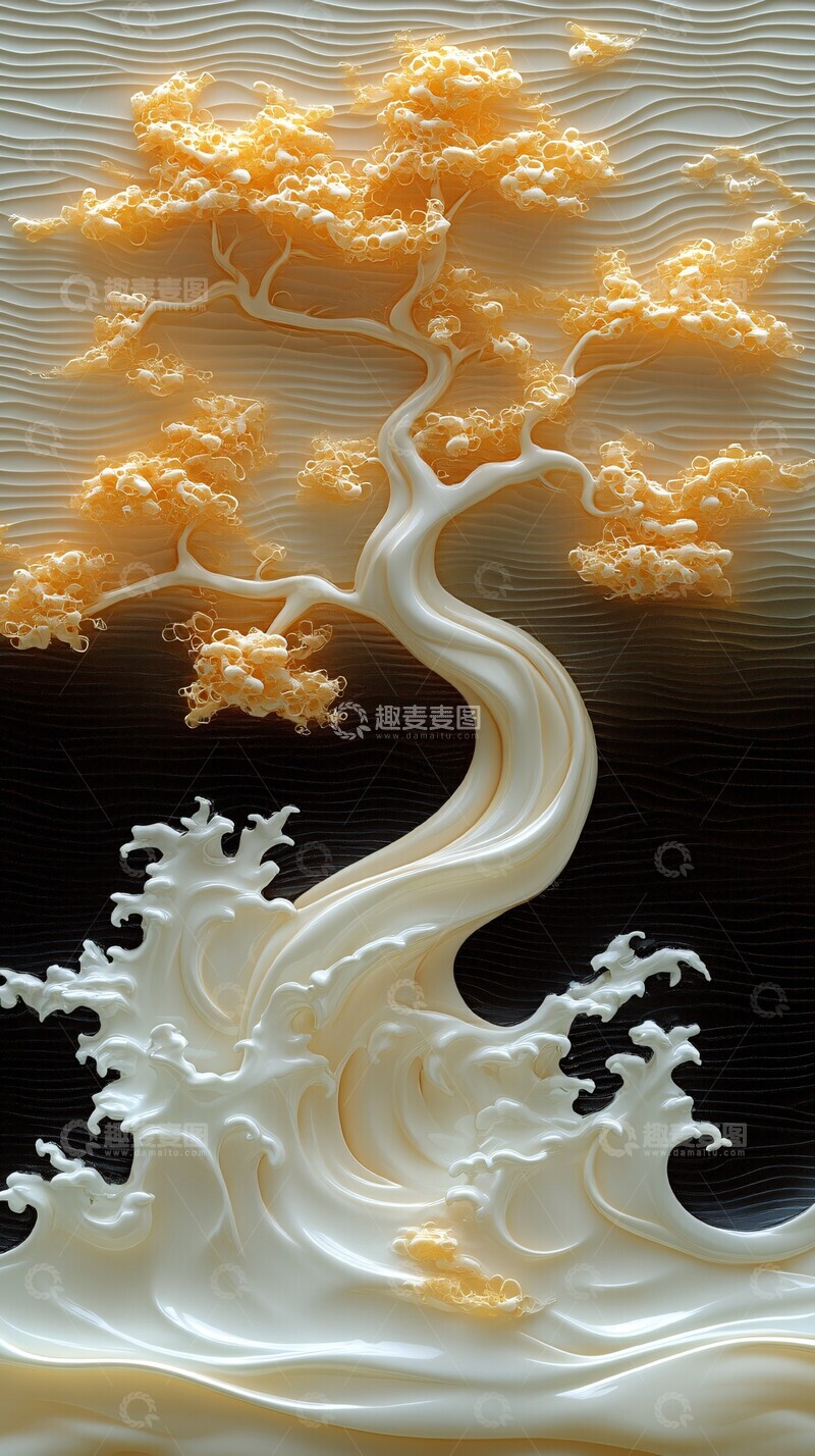 高清大图下载【趣麦麦图】水中树艺术曲线3