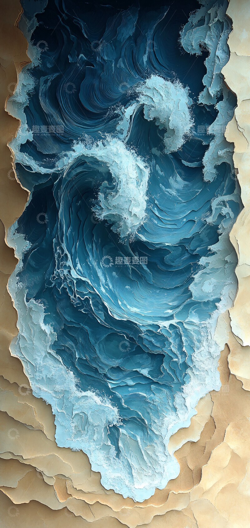高清大图下载【趣麦麦图】海浪与沙滩纸雕3