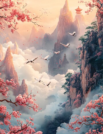 粉紫山峦云雾缭绕2