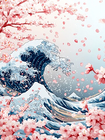 樱花波浪图樱花波浪蓝色3