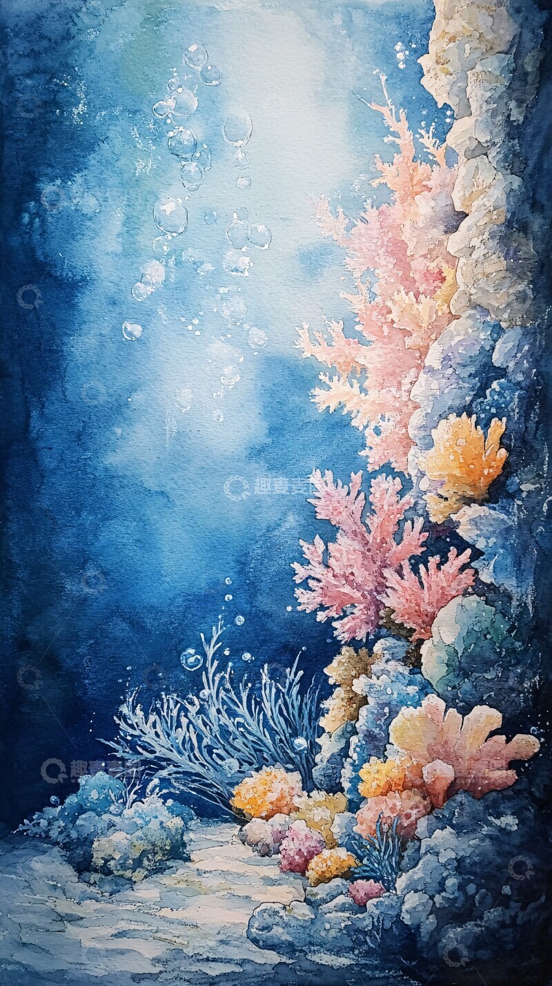 高清大图下载【趣麦麦图】海洋生物水彩画3