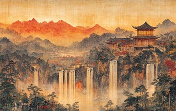 汉代山水刺绣图2