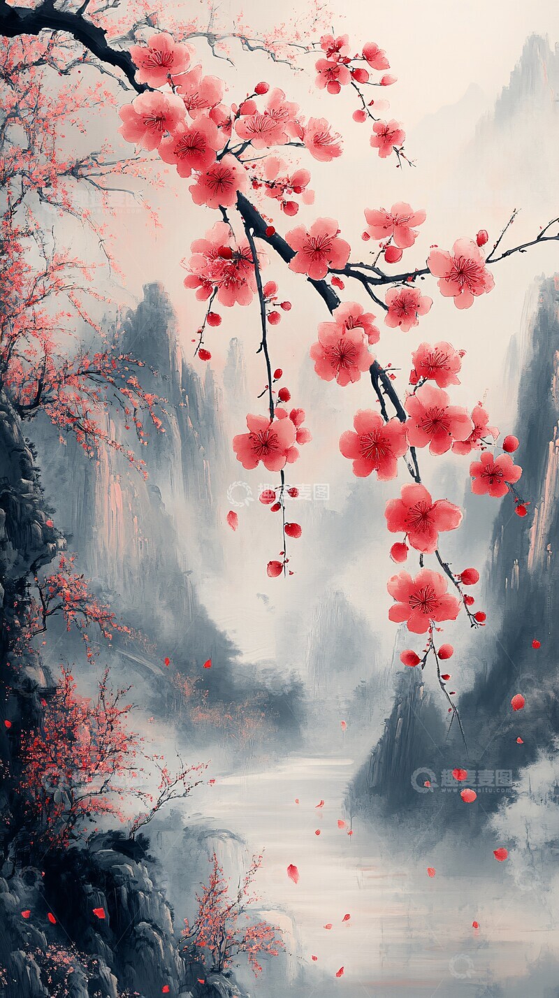 高清大图下载【趣麦麦图】水墨青花水墨青花山水3