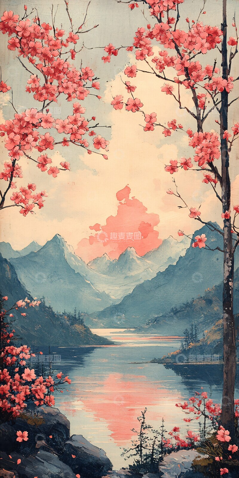 高清大图下载【趣麦麦图】樱花春景樱花平面色彩3