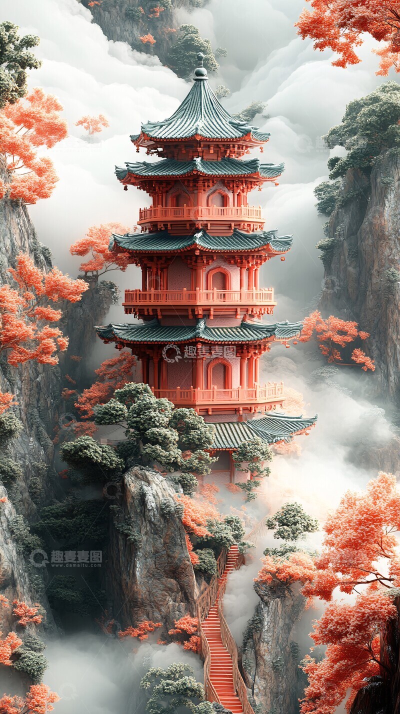 高清大图下载【趣麦麦图】玉石山水祥云图5