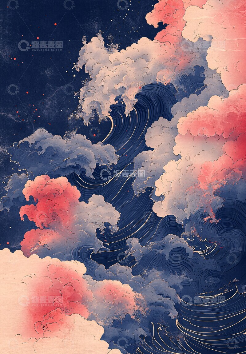 高清大图下载【趣麦麦图】波纹云雾波纹云雾粉色3