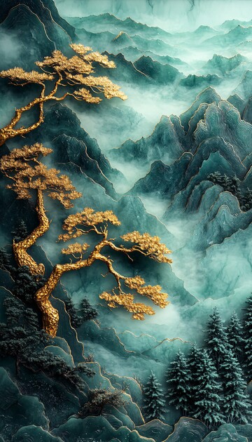 金玉山水画雕刻2