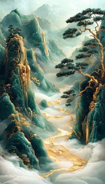 金玉山水画雕刻3