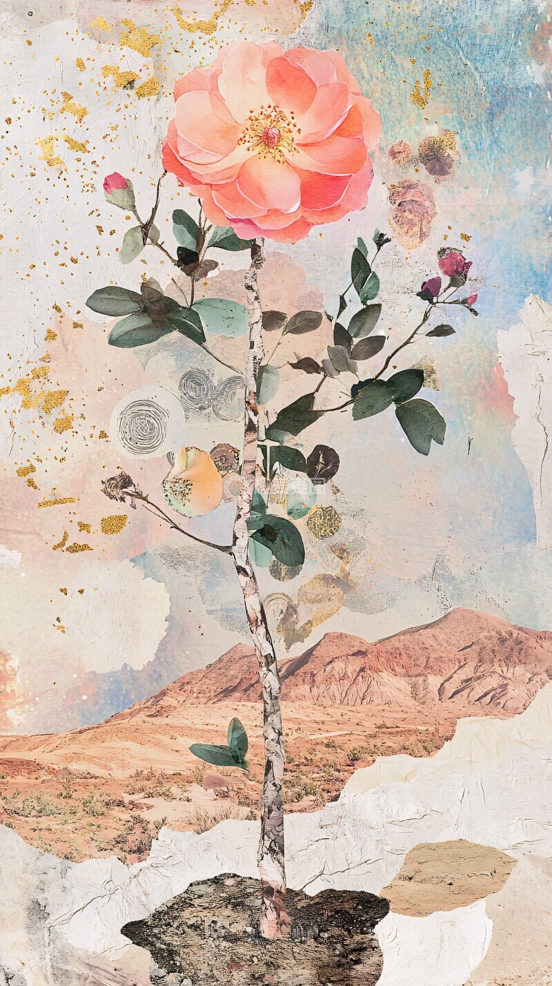 高清大图下载【趣麦麦图】宇宙沙漠花艺拼贴1