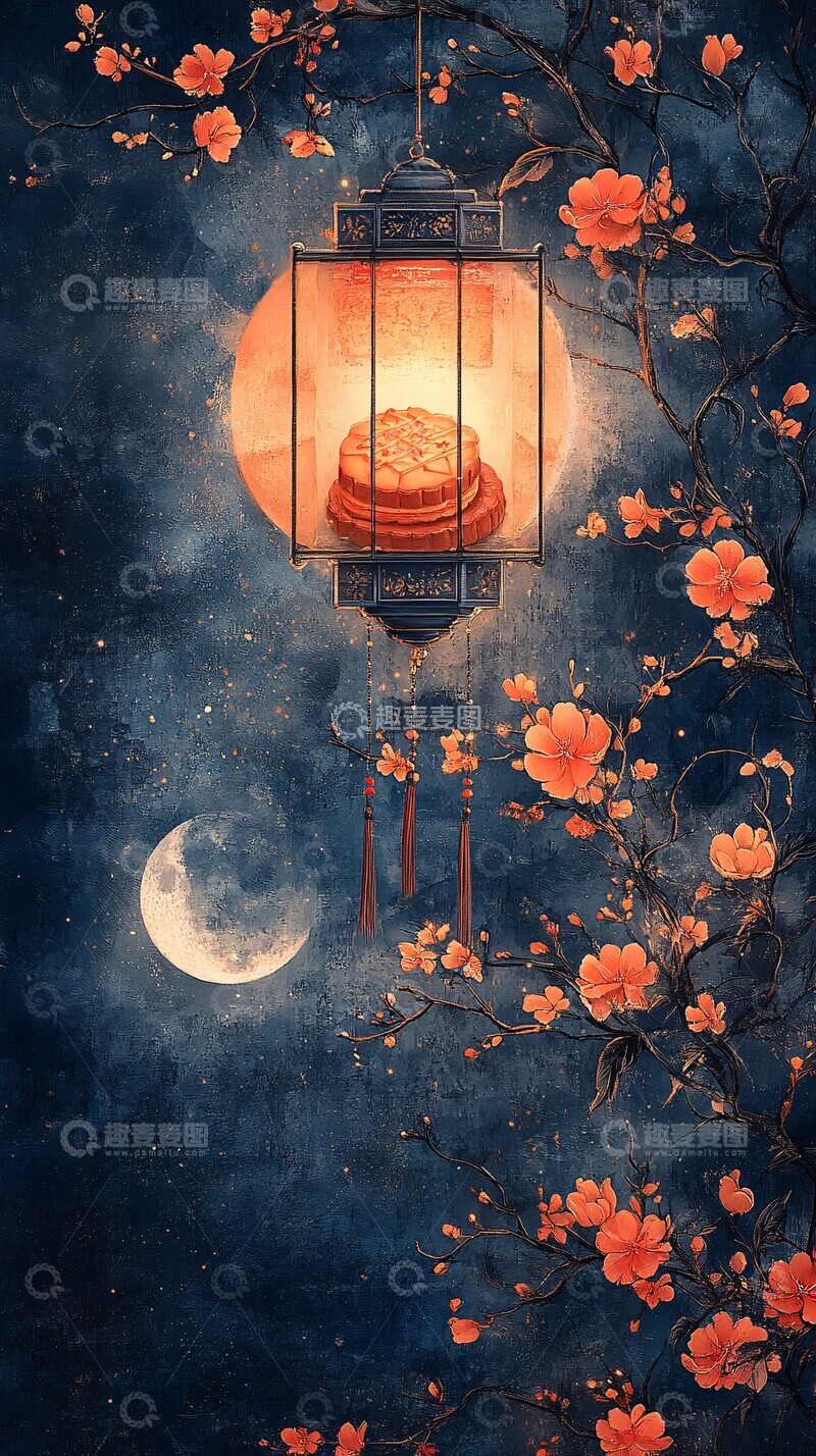 高清大图下载【趣麦麦图】中秋月色与月饼3