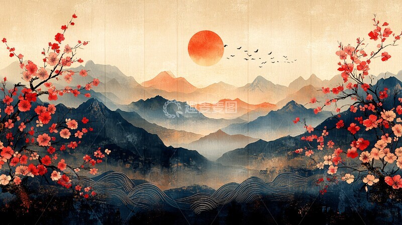 高清大图下载【趣麦麦图】和风花纹壁纸3