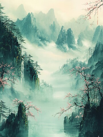 清明雨柳图清明绿色灰色1