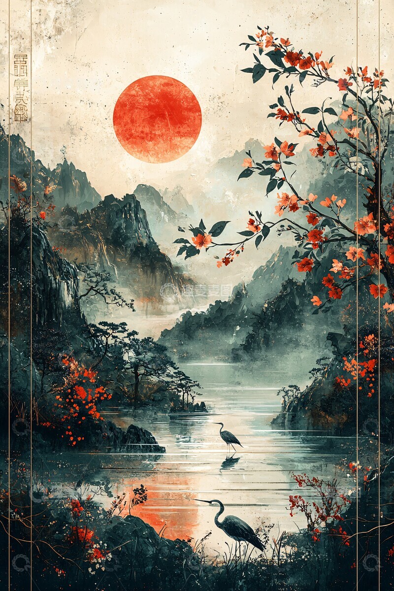 高清大图下载【趣麦麦图】蓝绿植物绘画3