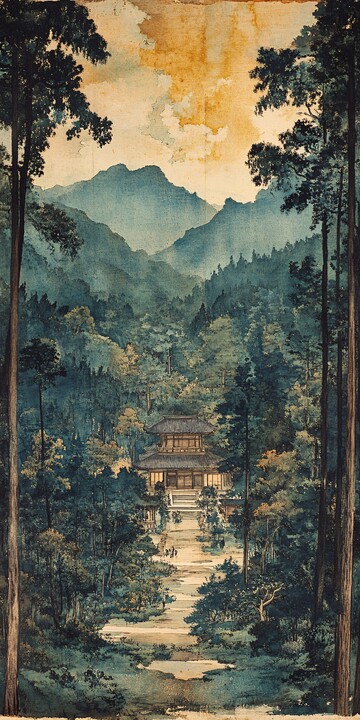 浮世绘风景木版画