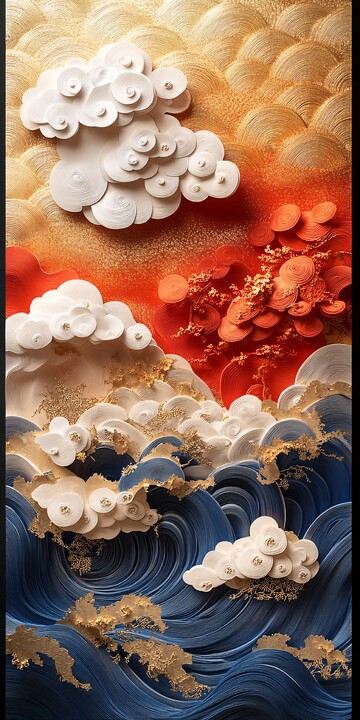 祥云螺旋波纸雕