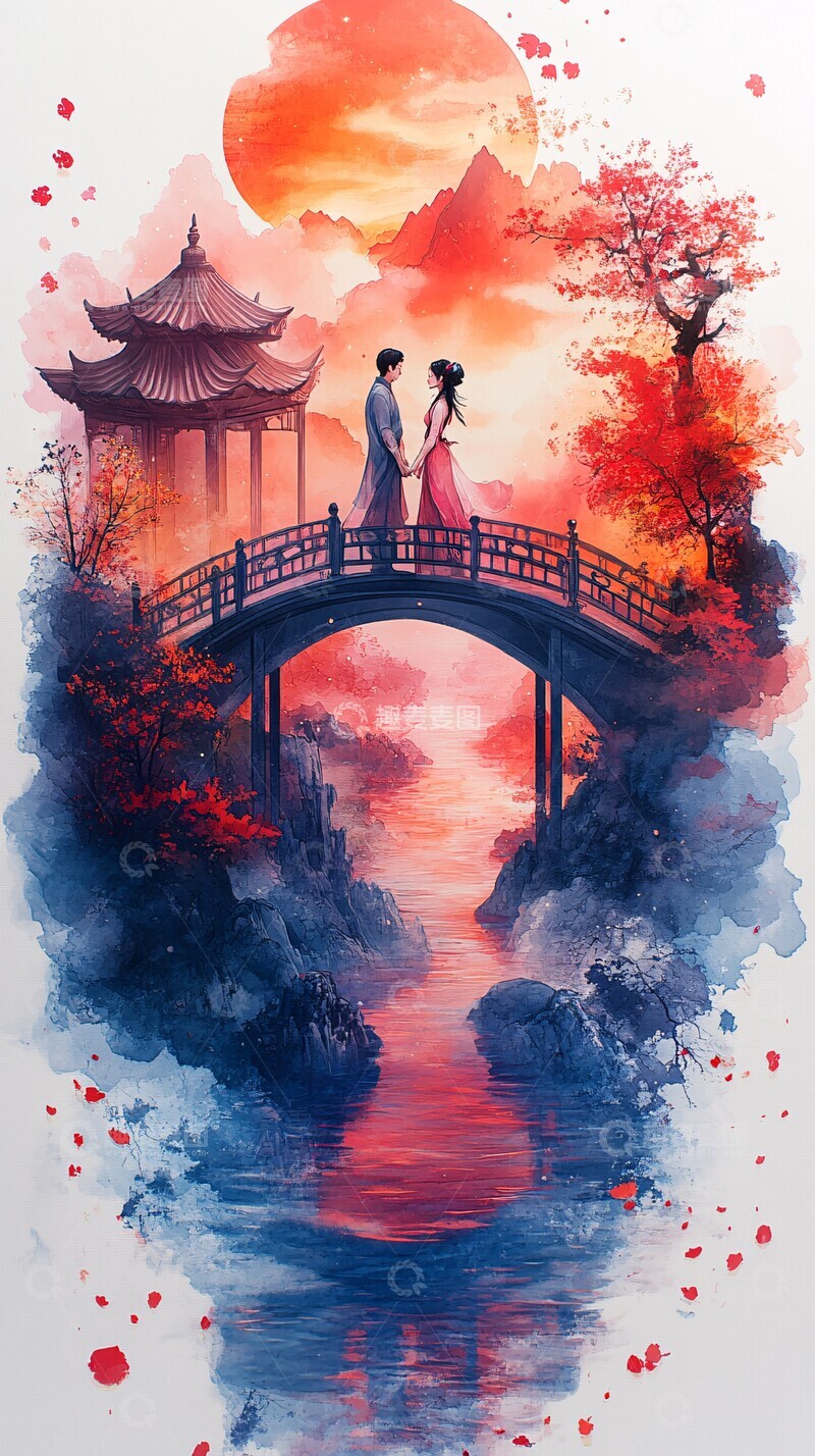 高清大图下载【趣麦麦图】牛郎织女渡鹊桥1
