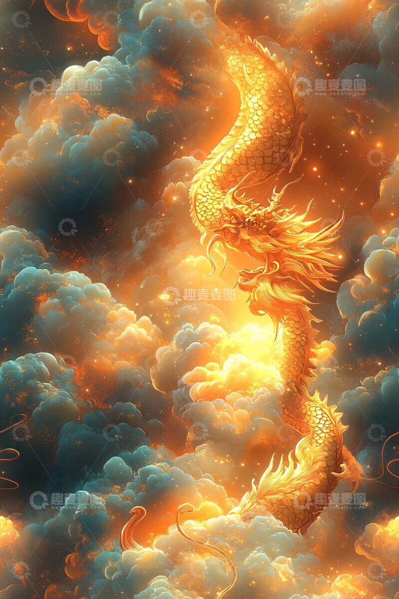高清大图下载【趣麦麦图】祥云龙纹梦幻天光2