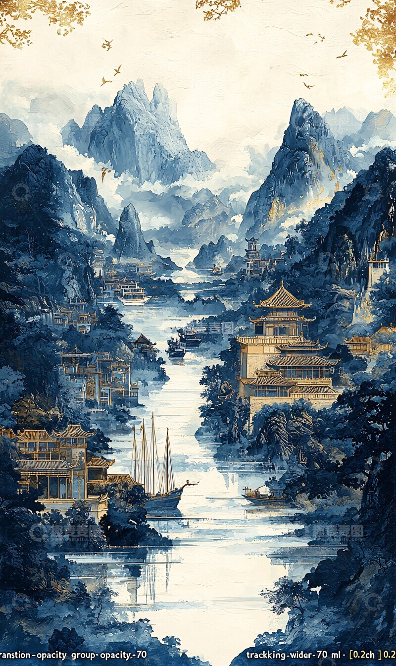 高清大图下载【趣麦麦图】古桥少女古桥少女山水1