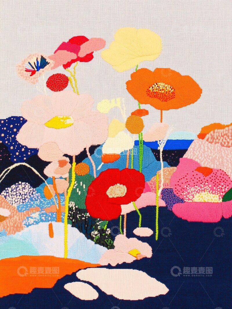 高清大图下载【趣麦麦图】花卉景观刺绣