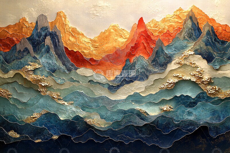 高清大图下载【趣麦麦图】龙形起伏绣艺山水1