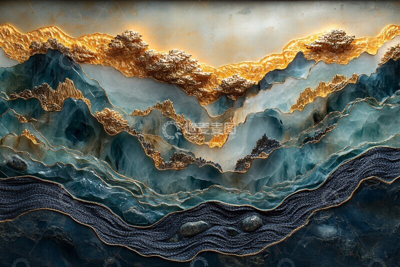 高清大图下载【趣麦麦图】龙形起伏绣艺山水