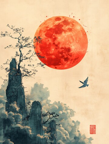 云与满月满月天空夜晚1