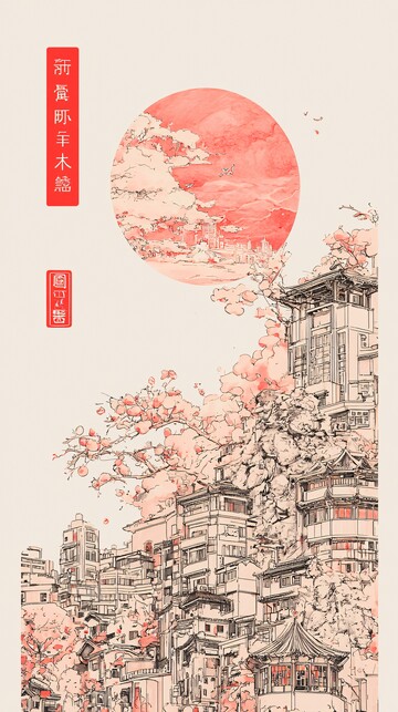 兔年中秋建筑绘