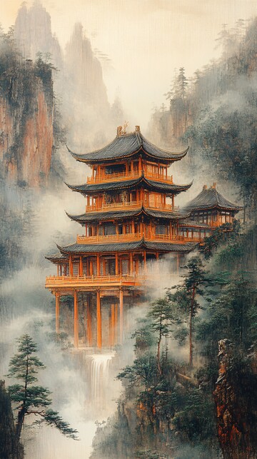 亭台楼阁图中国绘画高清2