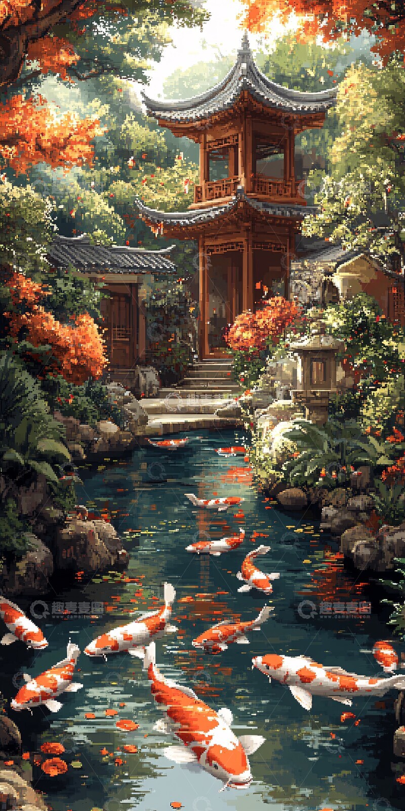 鲤鱼园景鲤鱼园景像素