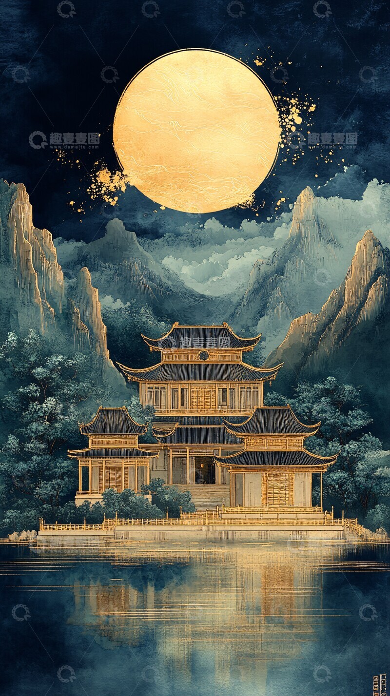 高清大图下载【趣麦麦图】青山绿水古建筑