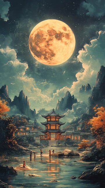 明月河流古建筑