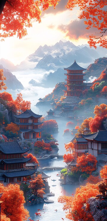 中秋街景图中秋街景建筑3