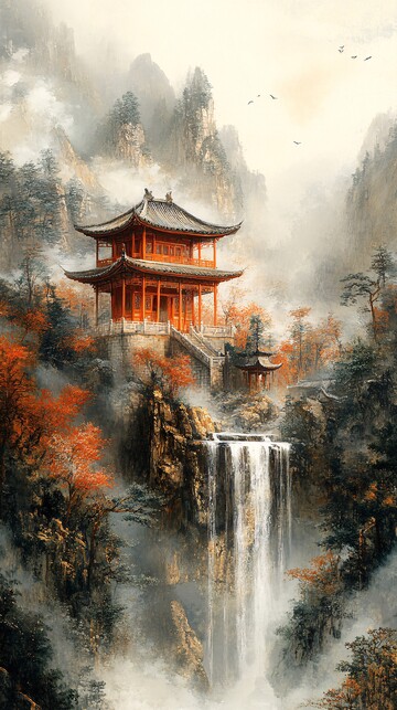 亭台楼阁图中国绘画高清1