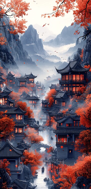 中秋街景图中秋街景建筑1