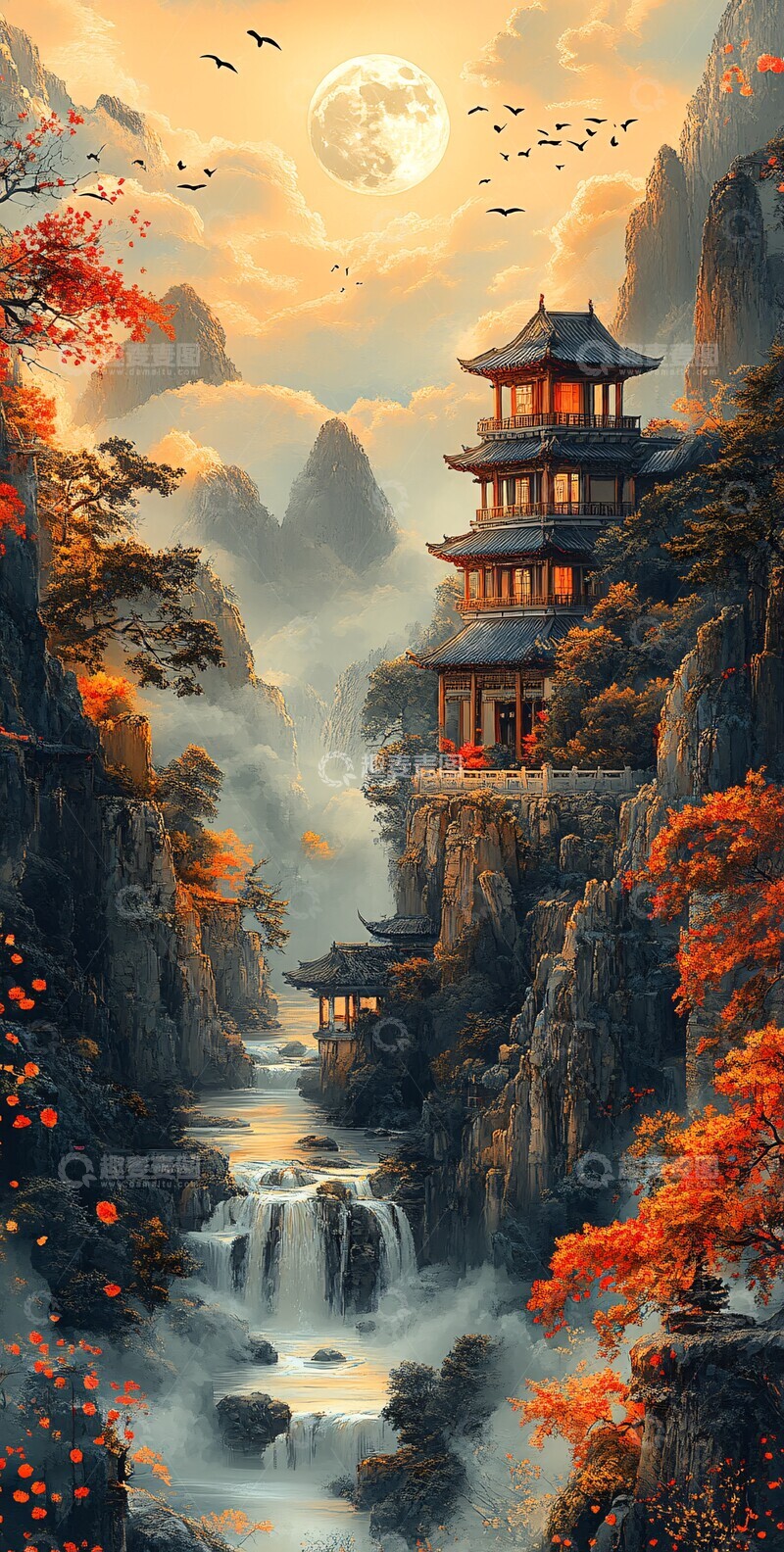 高清大图下载【趣麦麦图】云海桃源月映楼3