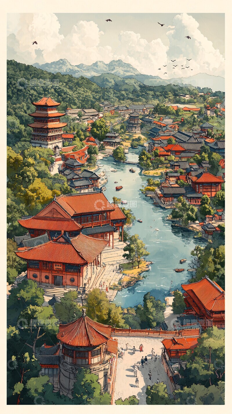 高清大图下载【趣麦麦图】少林佛寺景观图3