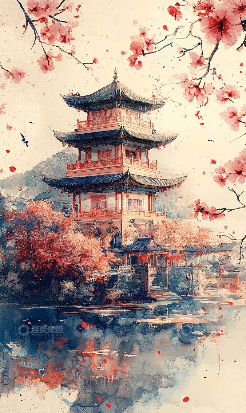 高清大图下载【趣麦麦图】吉鸣亭手绘设计1