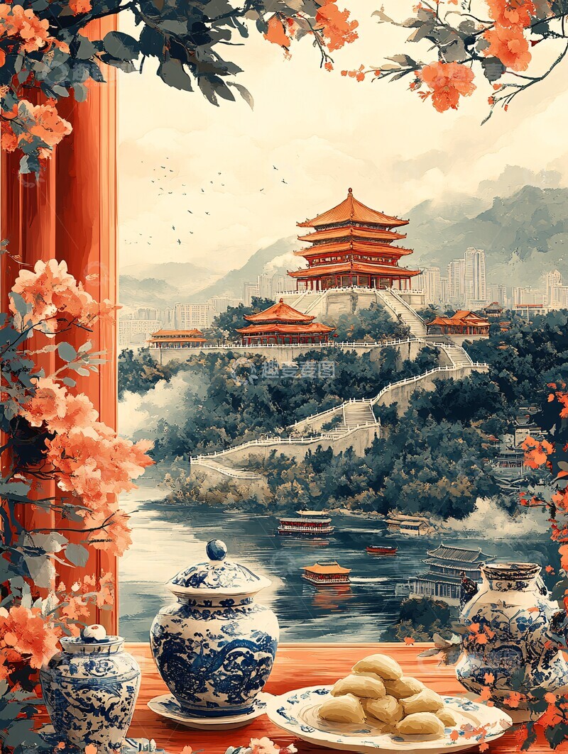 高清大图下载【趣麦麦图】泰山日出孔庙黄瓦