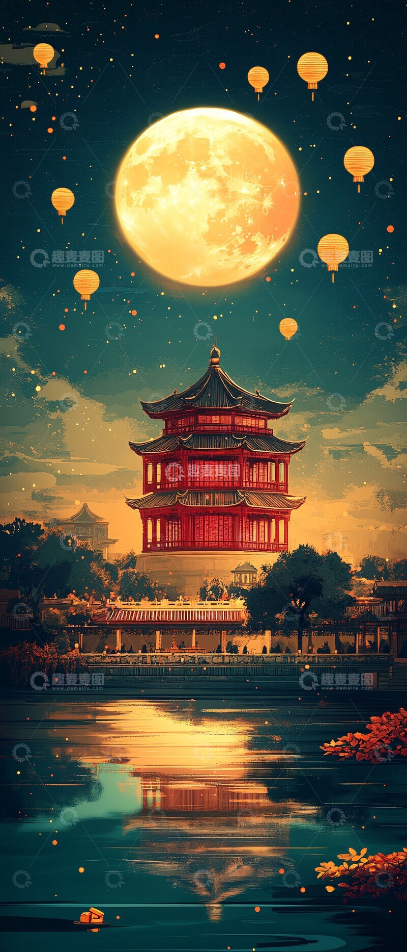 高清大图下载【趣麦麦图】中秋佳节月圆夜3