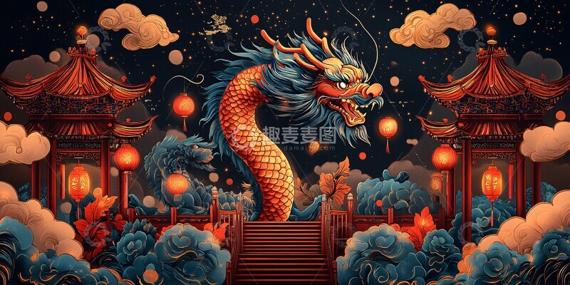 高清大图下载【趣麦麦图】灯笼鱼龙奇舞1