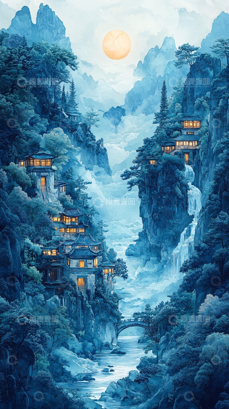 高清大图下载【趣麦麦图】山村民居纸雕3