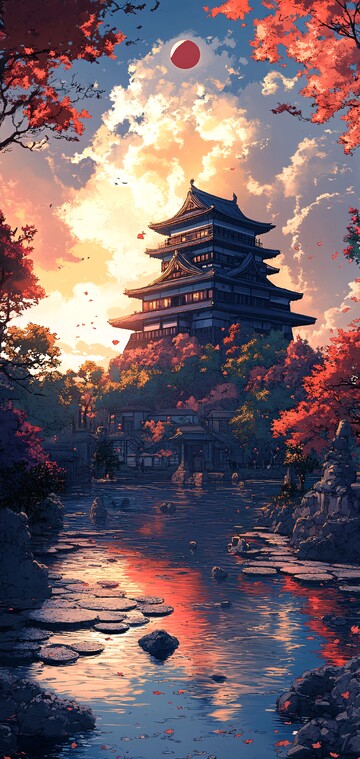 禅园古堡夕照图3