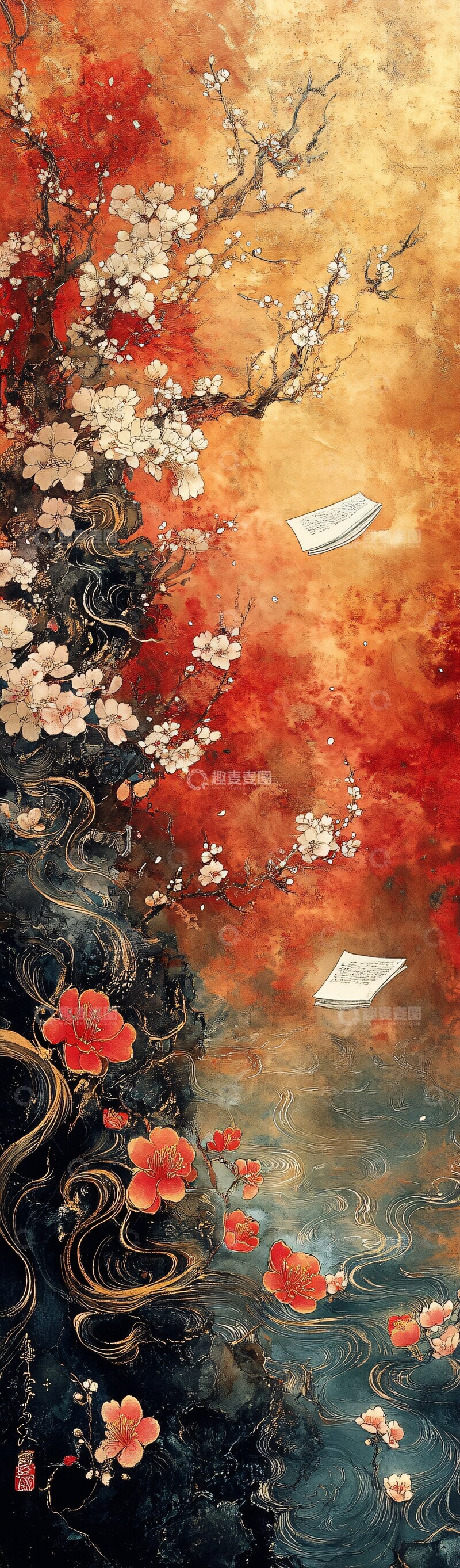 高清大图下载【趣麦麦图】樱花火焰风景图