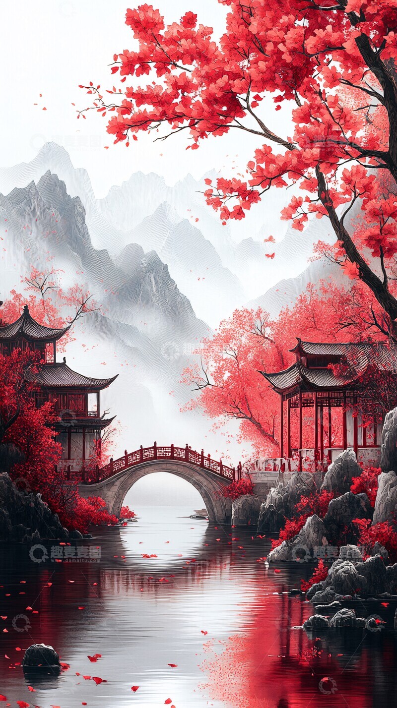 高清大图下载【趣麦麦图】山水云桥纸雕3