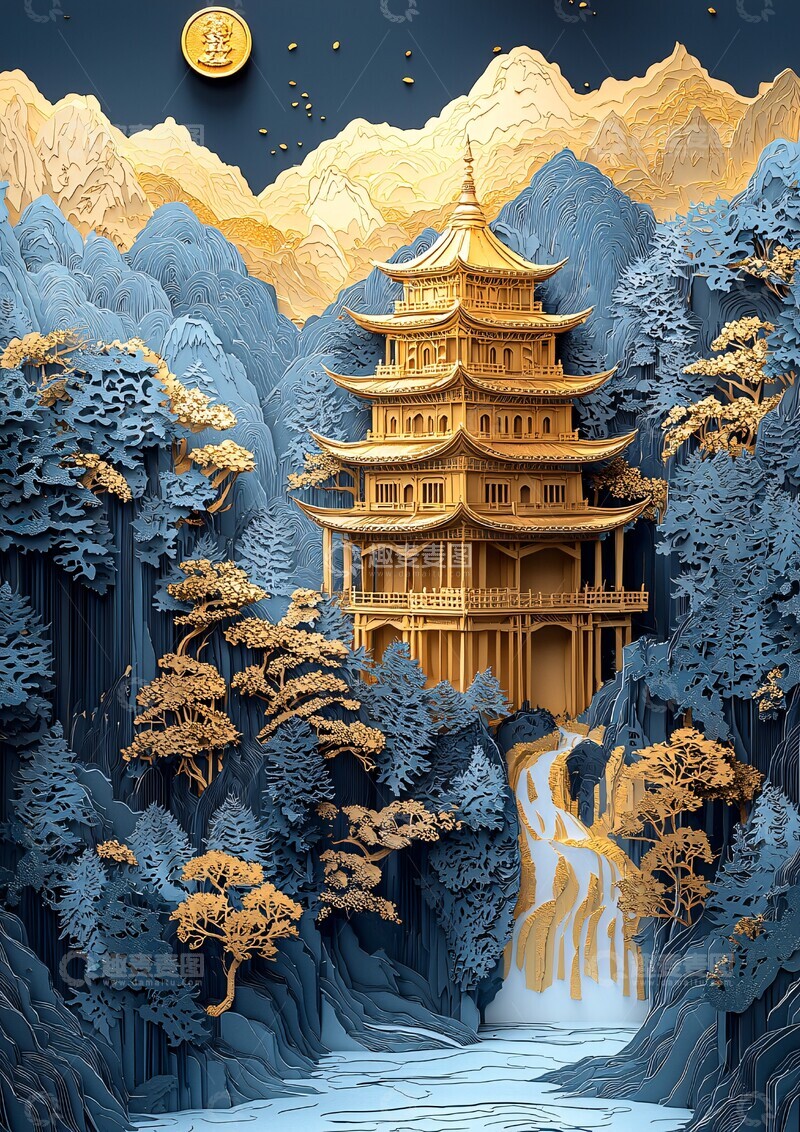 高清大图下载【趣麦麦图】雪山金塔图雪山金塔森林