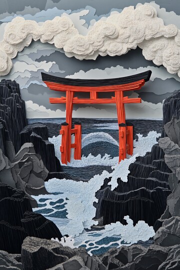 红鸟居与海浪