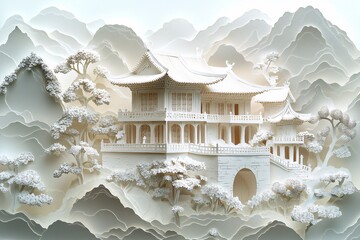 纸雕山水宫殿2